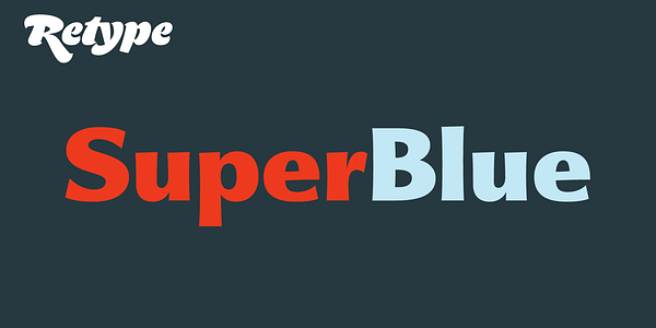 Card displaying SuperBlue typeface in various styles