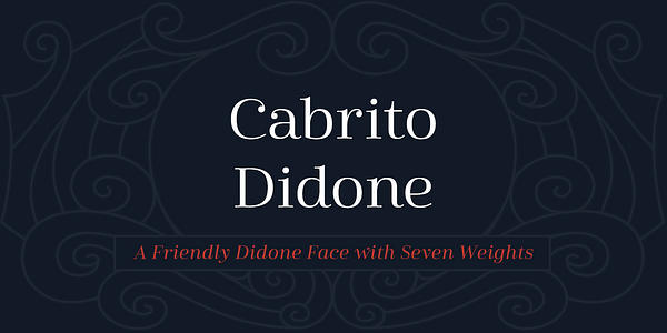 Card displaying Cabrito Didone typeface in various styles