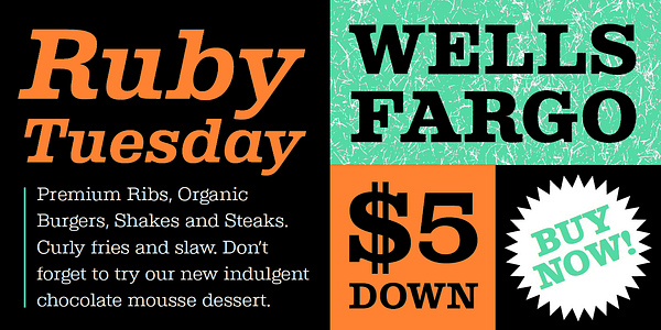 Card displaying Albiona typeface in various styles