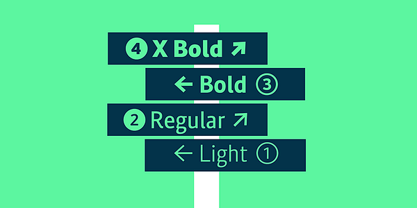 Card displaying Calmetta typeface in various styles