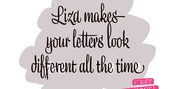 Card displaying Liza typeface in various styles