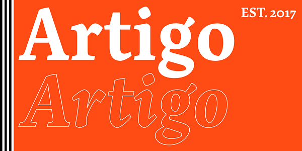 Card displaying Artigo typeface in various styles