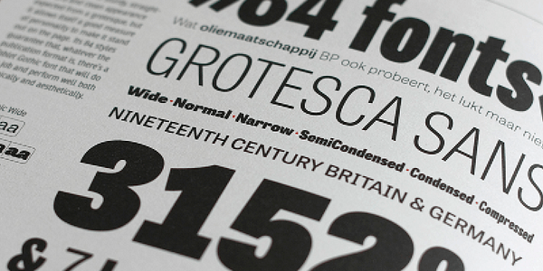 Card displaying Tablet Gothic typeface in various styles