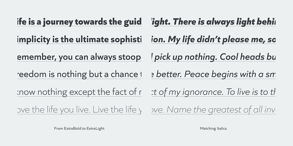 Card displaying Quiet Sans typeface in various styles