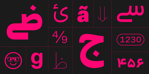 Card displaying Adapter Arabic Display typeface in various styles