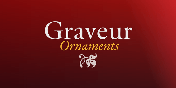 Card displaying Graveur Ornaments typeface in various styles