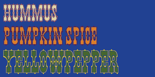 Card displaying Pepperwood Color typeface in various styles