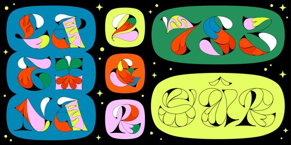 Card displaying Juma typeface in various styles