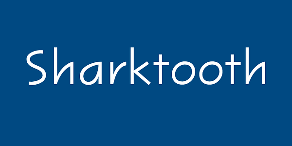 Card displaying Sharktooth typeface in various styles