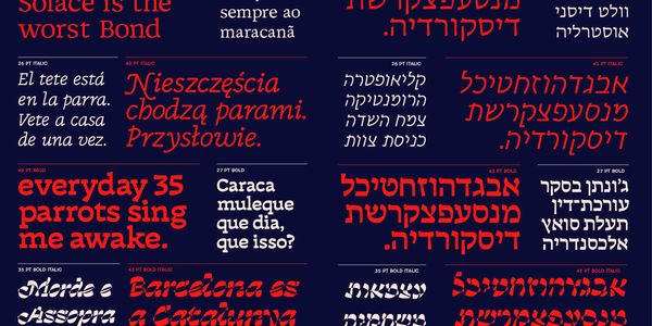 Card displaying Discordia typeface in various styles