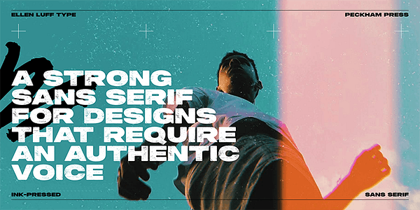 Card displaying Peckham Press typeface in various styles