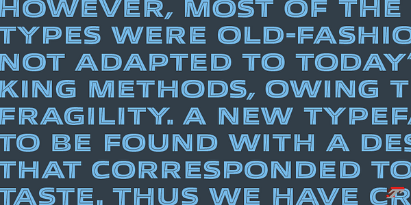 Card displaying Allumi Inline typeface in various styles