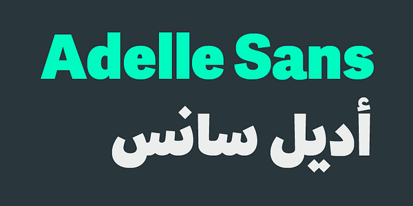 Card displaying Adelle Sans Arabic typeface in various styles