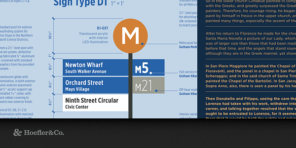 Card displaying Gotham typeface in various styles