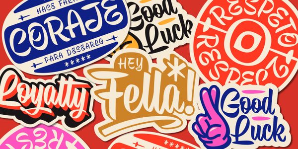 Card displaying Buddies typeface in various styles