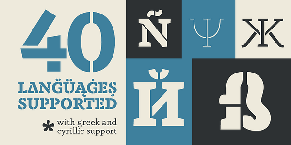 Card displaying Anaphora Stencil typeface in various styles