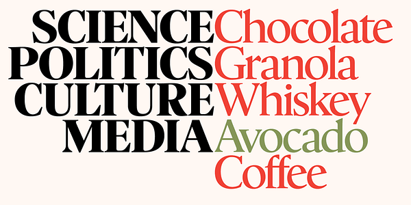 Card displaying Nicholas typeface in various styles