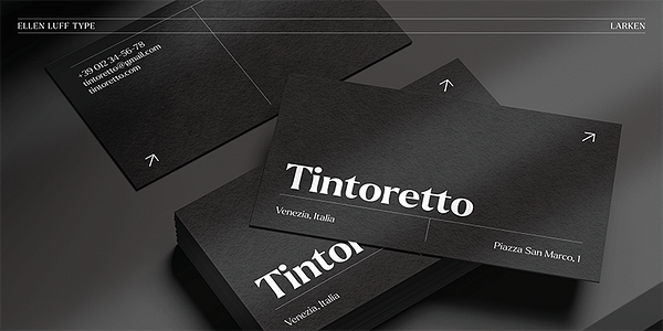 Card displaying Larken typeface in various styles