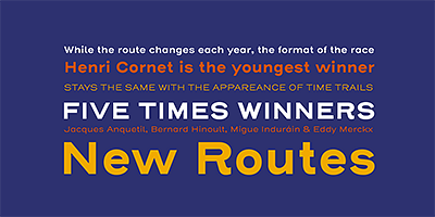 Card displaying Henderson Sans typeface in various styles