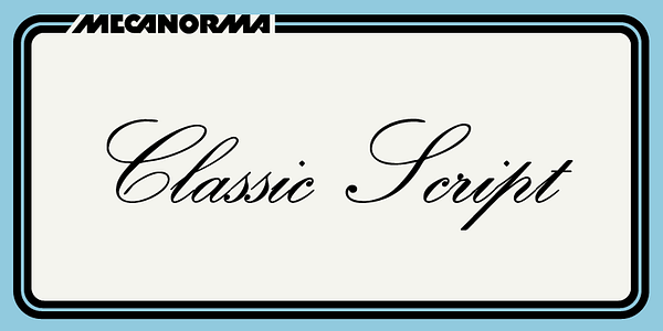 Card displaying Classic Script MN typeface in various styles