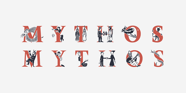 Card displaying Amster Versal Iluminada typeface in various styles