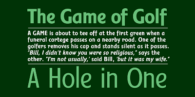 Card displaying Fairway typeface in various styles