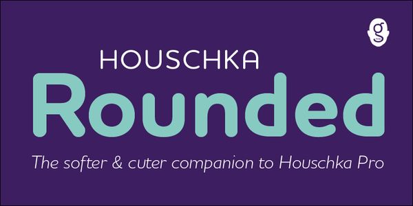 Card displaying Houschka Rounded typeface in various styles
