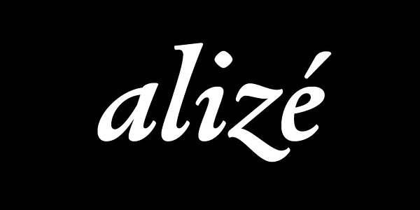 Card displaying Alize typeface in various styles