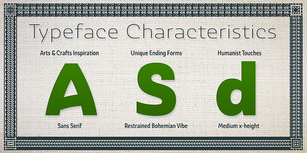 Card displaying Ashemore typeface in various styles