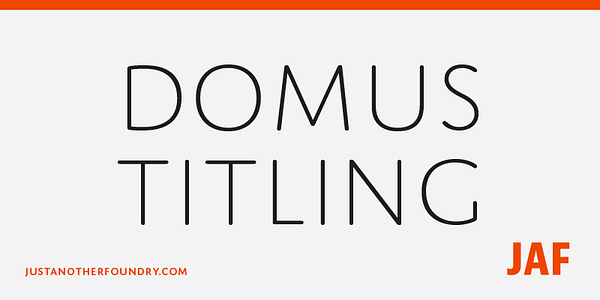 Card displaying JAF Domus Titling typeface in various styles