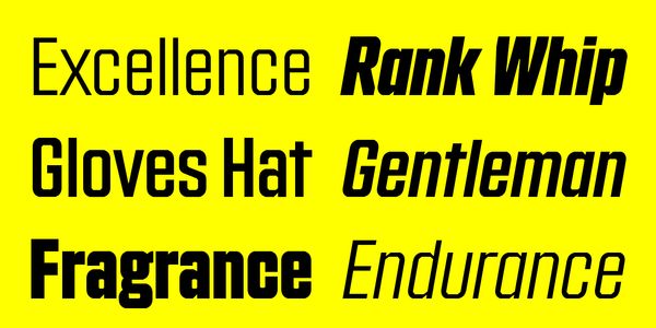 Card displaying Countach typeface in various styles