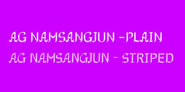 Card displaying AG Namsangjun typeface in various styles