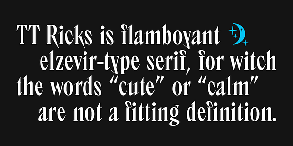 Card displaying TT Ricks typeface in various styles