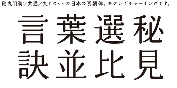 Card displaying Kinuta Marumin Old StdN typeface in various styles