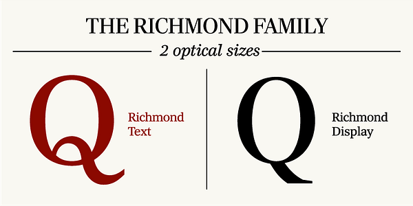 Card displaying Richmond Text typeface in various styles