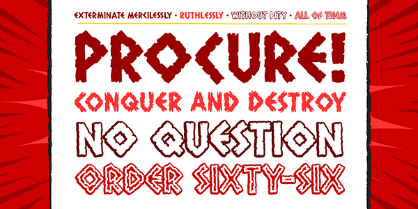 Card displaying CC Exterminate typeface in various styles