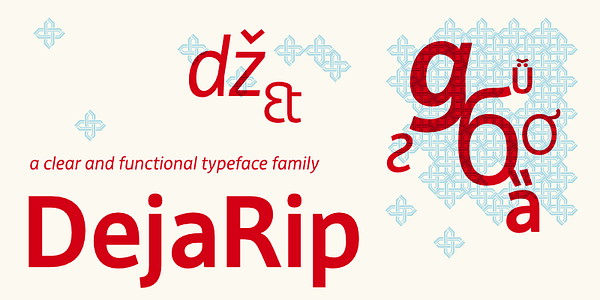 Card displaying DejaRip typeface in various styles