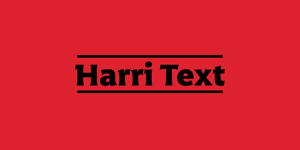 Card displaying Harri Text typeface in various styles