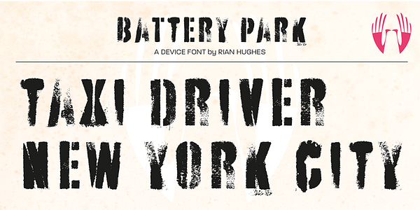 Card displaying Battery Park typeface in various styles