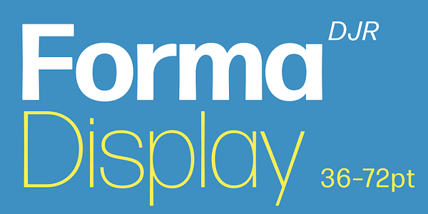 Card displaying Forma DJR Display typeface in various styles