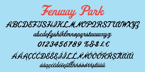 Card displaying Fenway Park JF typeface in various styles