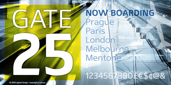 Card displaying Mentone typeface in various styles