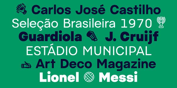 Card displaying Pacaembu typeface in various styles