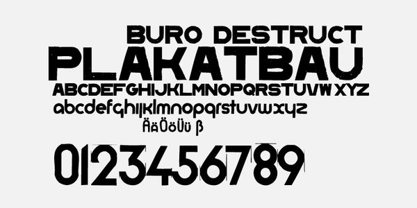 Card displaying BD Plakatbau typeface in various styles