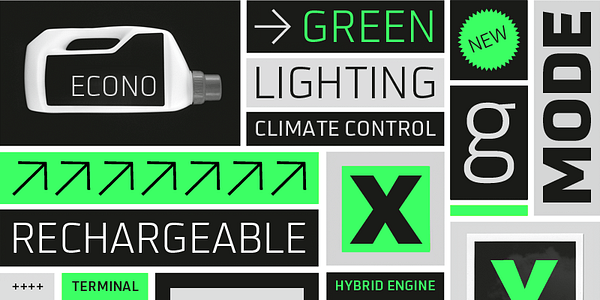 Card displaying Utility Pro typeface in various styles