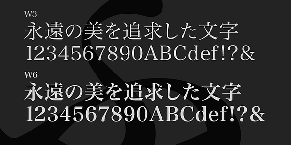 Card displaying Hiragino Mincho ProN typeface in various styles