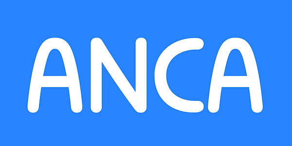 Card displaying Anca typeface in various styles