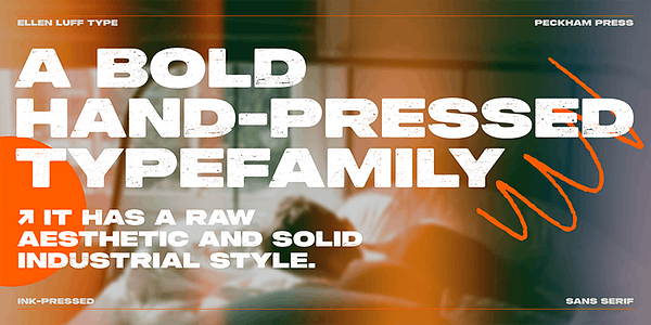 Card displaying Peckham Press typeface in various styles