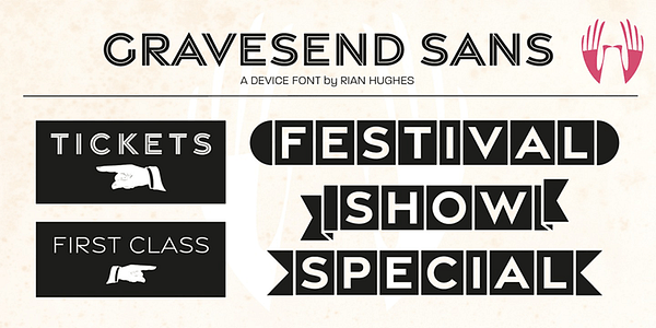 Card displaying Gravesend Sans typeface in various styles