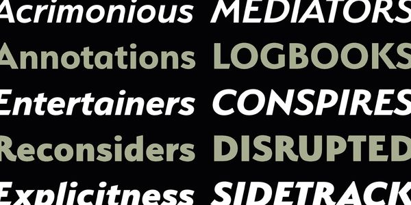 Card displaying Serenity typeface in various styles